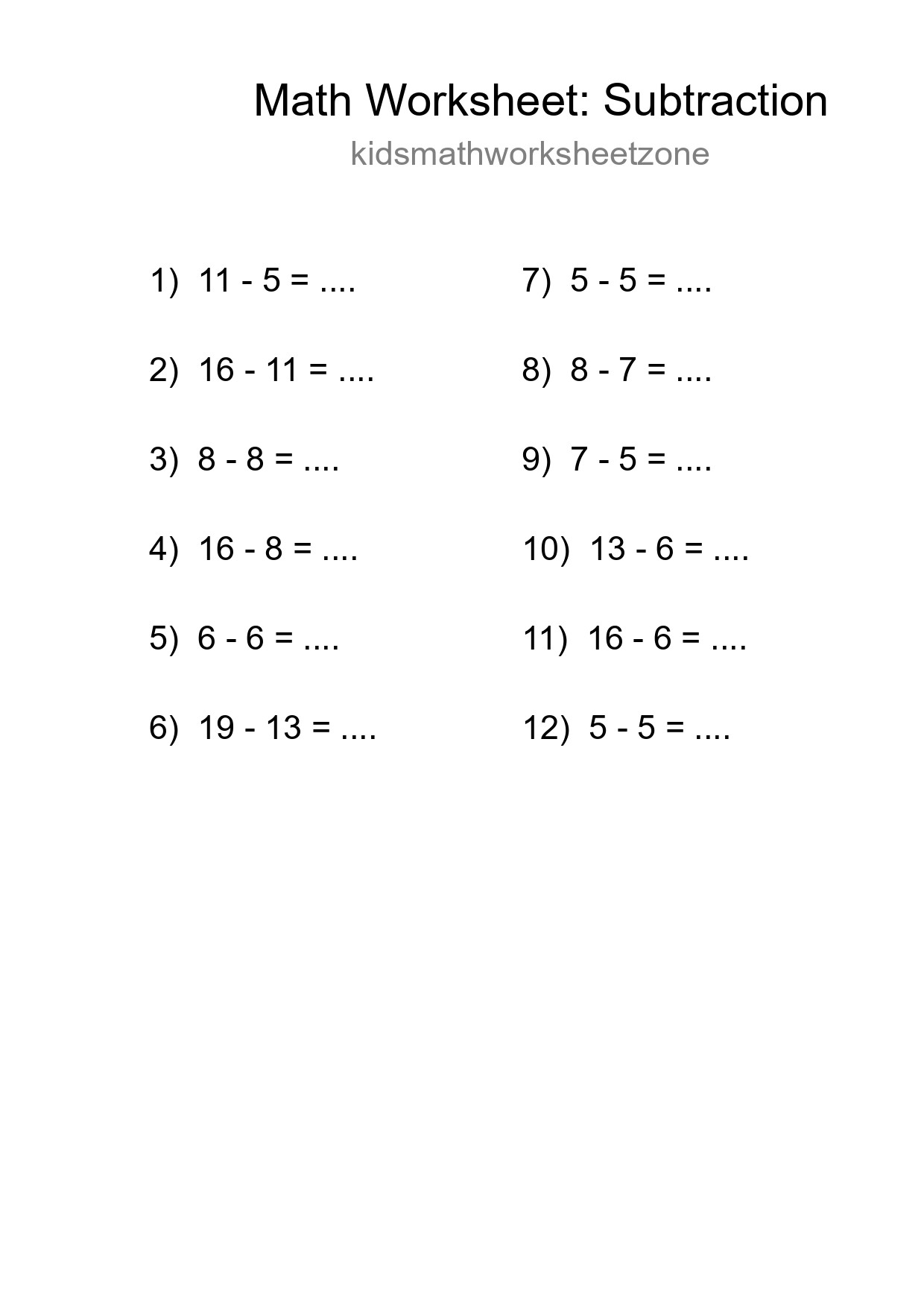 Free 12 Subtraction Math Worksheet For Grade 2 - Part 85