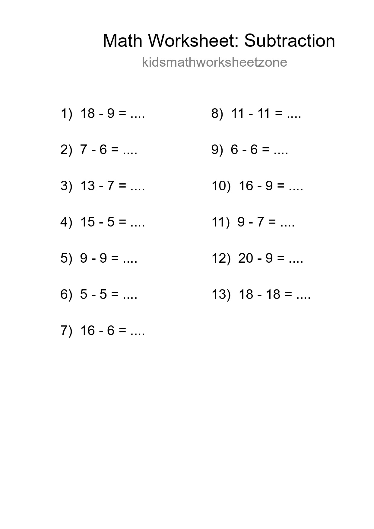 Free 13 Subtraction Math Worksheet For Grade 2 - Part 283