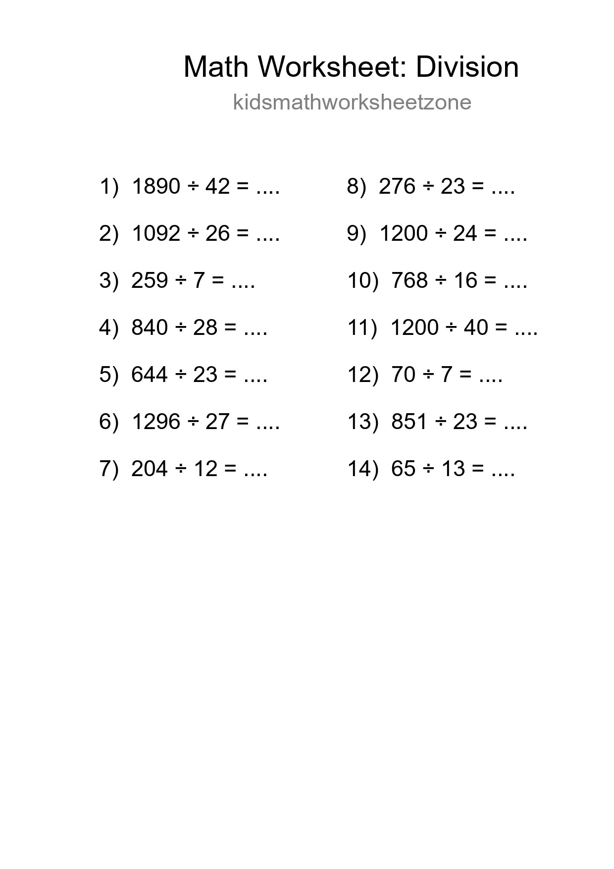 Free 14 Division Math Worksheet For Grade 2 - Part 147