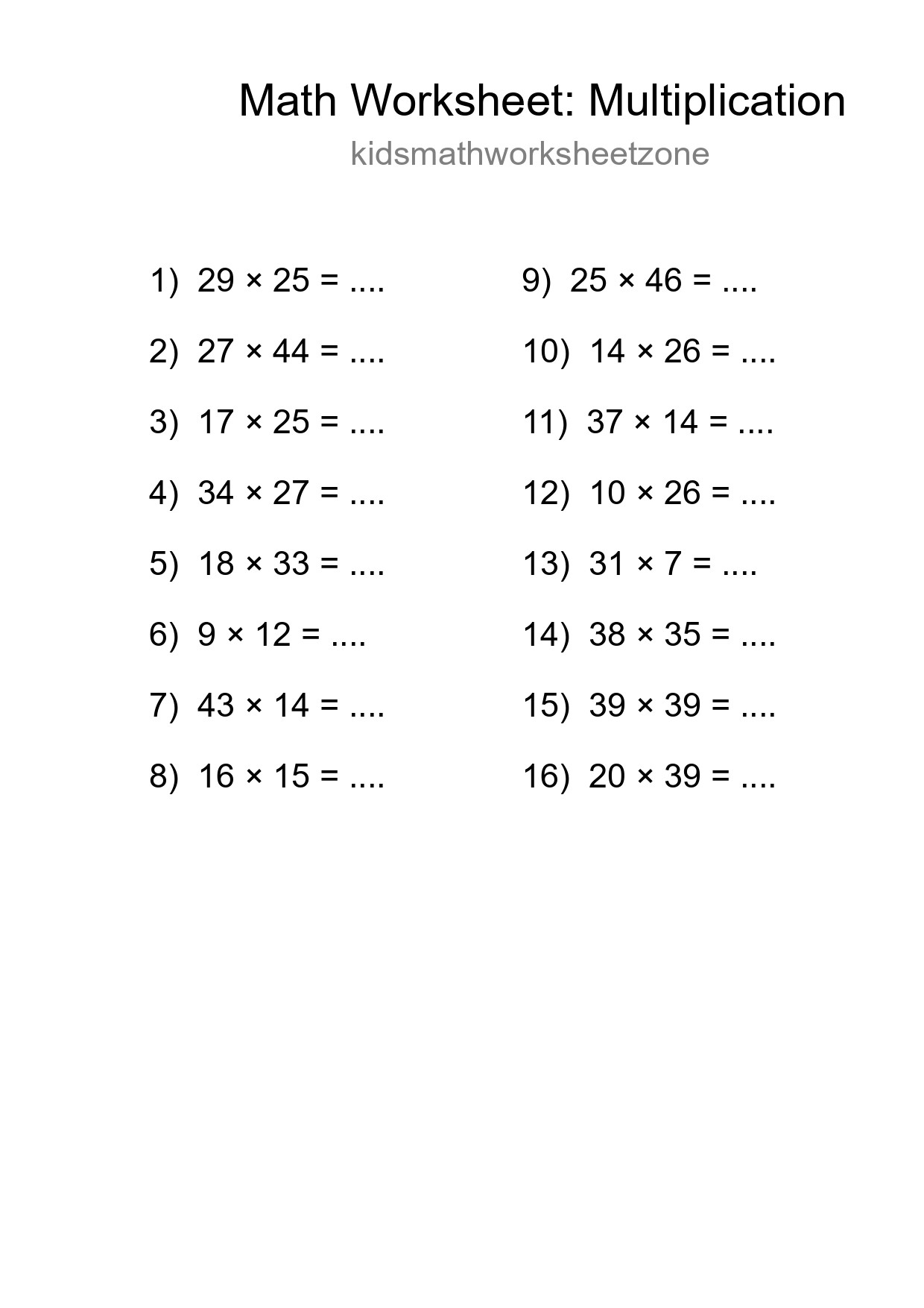 Free 16 Multiplication Math Worksheet For Grade 2 - Part 84