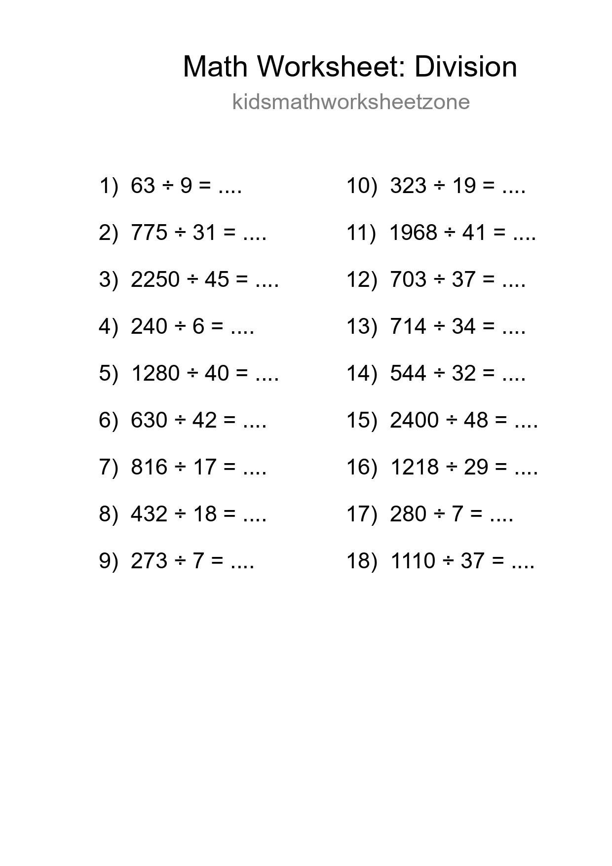 Free 18 Division Math Worksheet For Grade 2 - Part 268