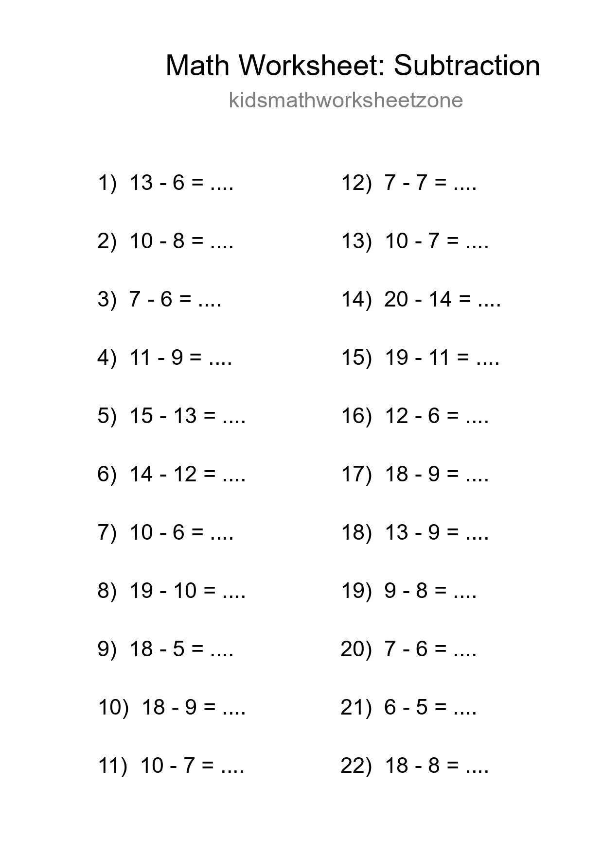 Free 22 Subtraction Math Worksheet For Grade 2 - Part 184