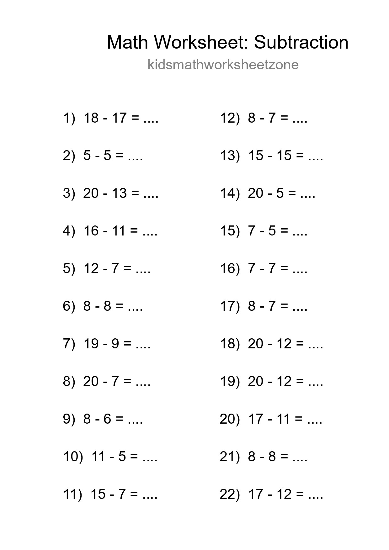 Free 22 Subtraction Math Worksheet For Grade 2 - Part 294