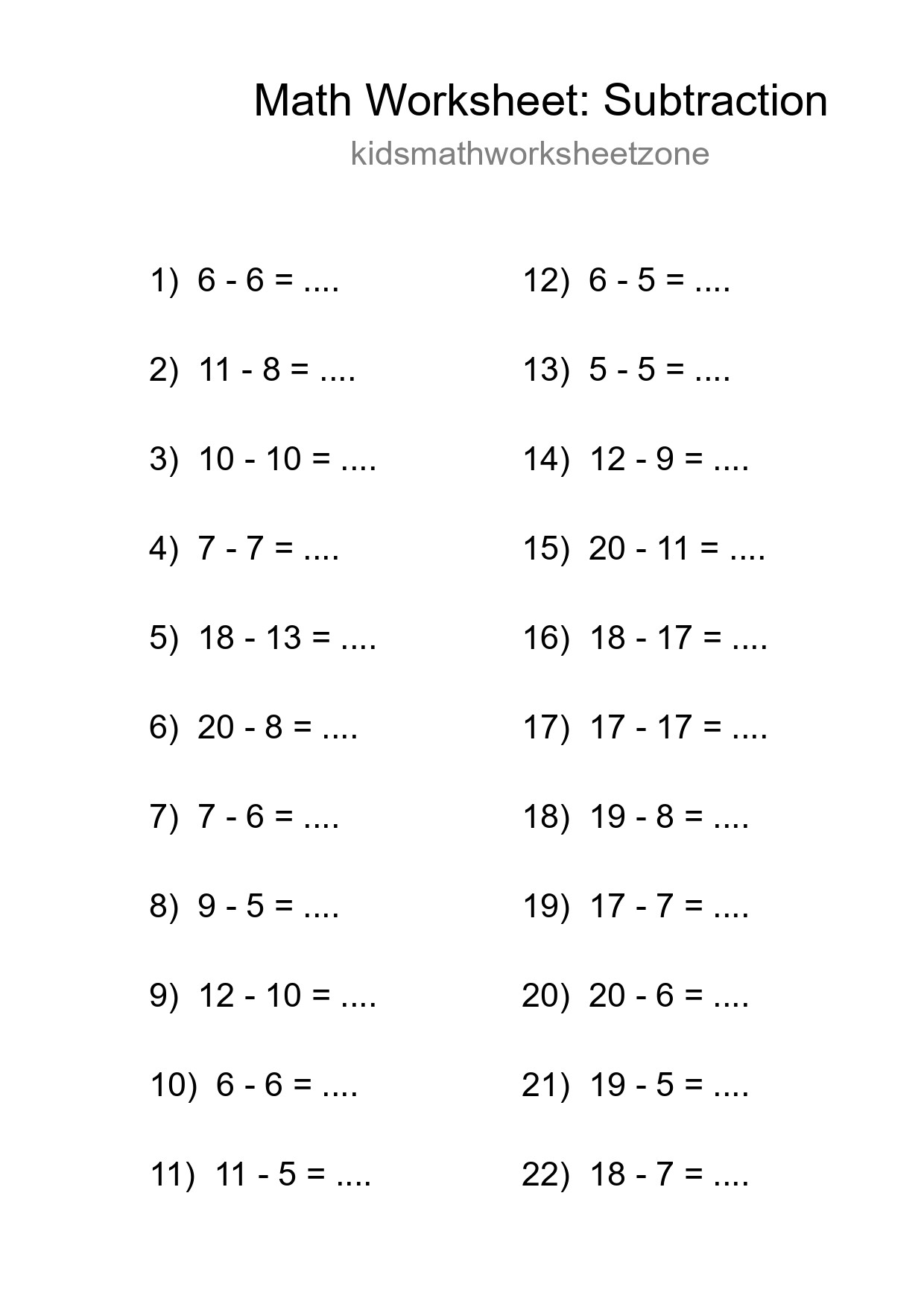 Free 22 Subtraction Math Worksheet For Grade 2 - Part 41