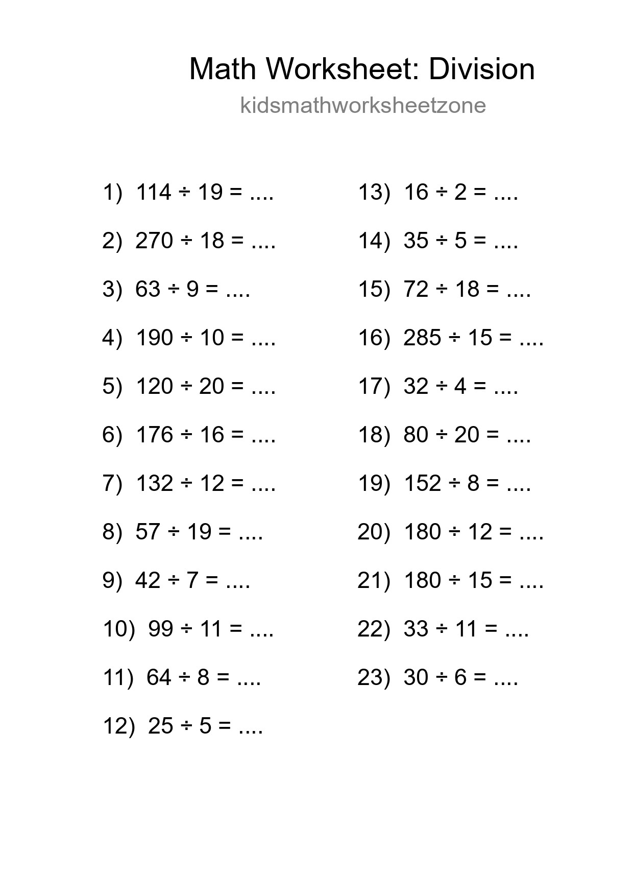 Free 23 Division Math Worksheet For Grade 2 With Answers - Part 136