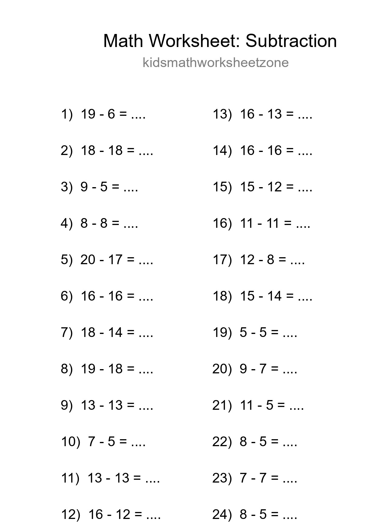 Free 24 Subtraction Math Worksheet For Grade 2 With Answers - Part 239