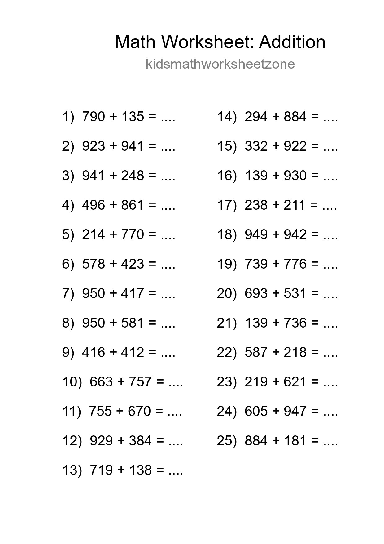 Free 25 Addition Math Worksheet For Grade 5 With Answers - Part 155