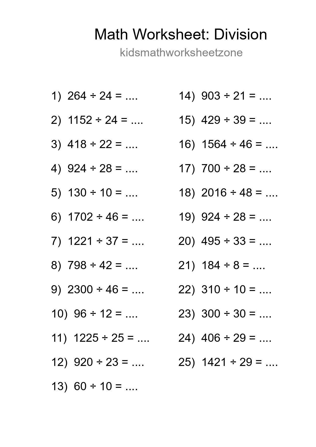 Free 25 Division Math Worksheet For Grade 2 With Answers - Part 26