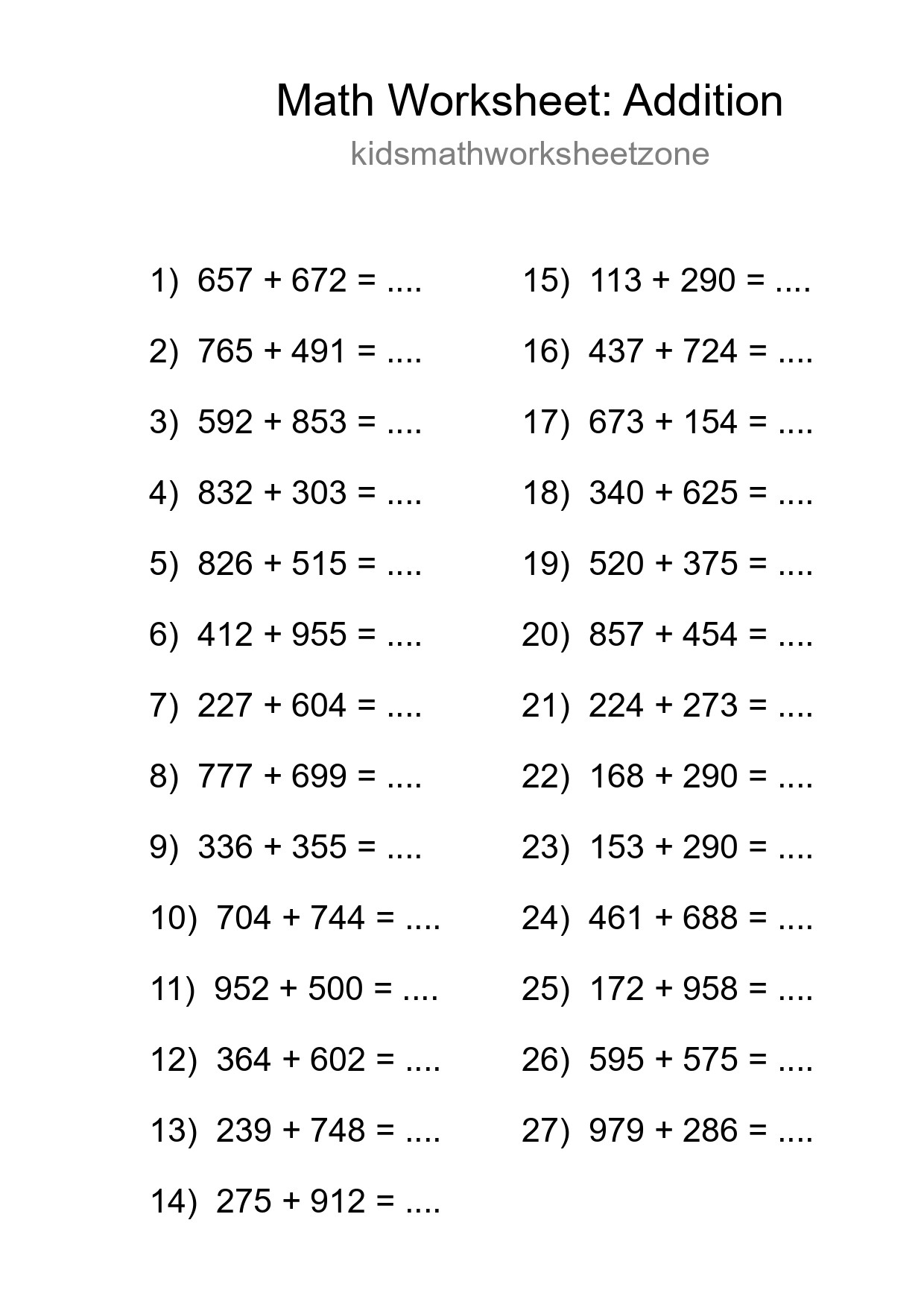 Free 27 Addition Math Worksheet For Grade 5 With Answers - Part 254
