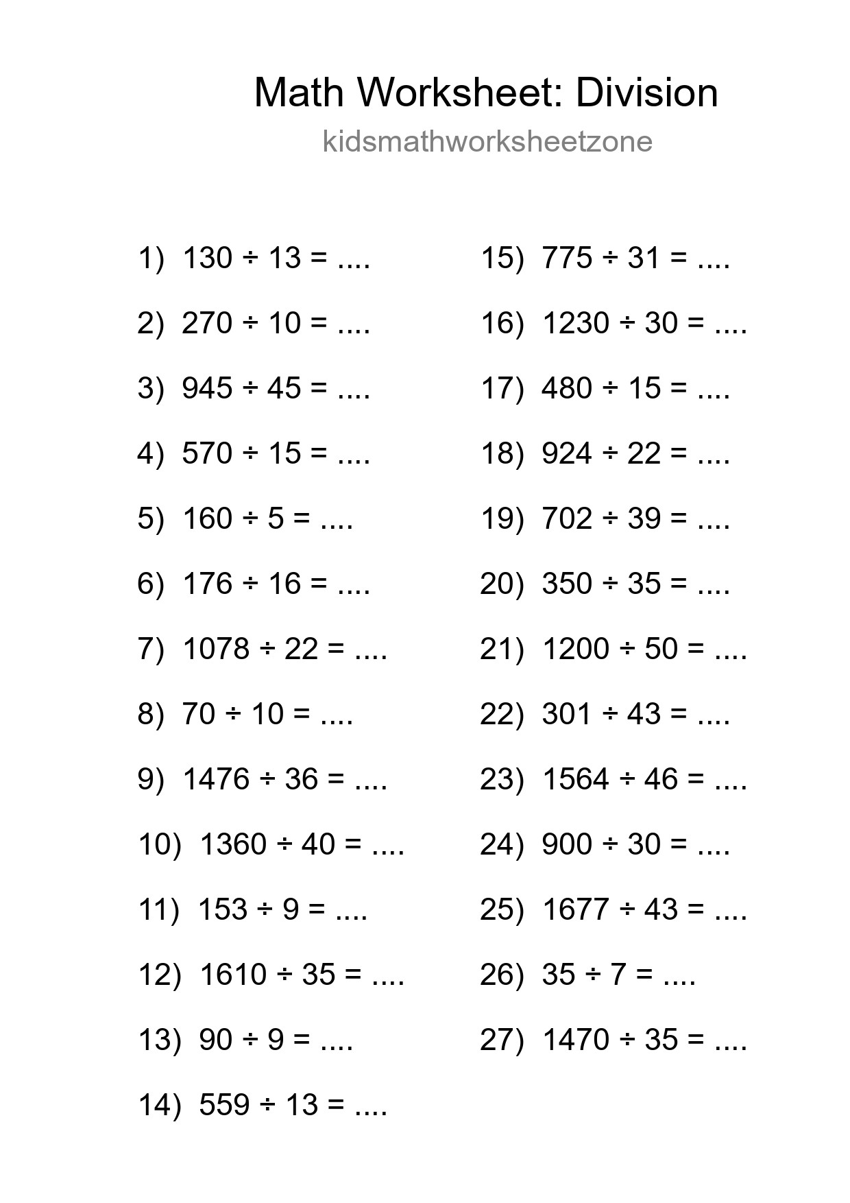 Free 27 Division Math Worksheet For Grade 2 - Part 70