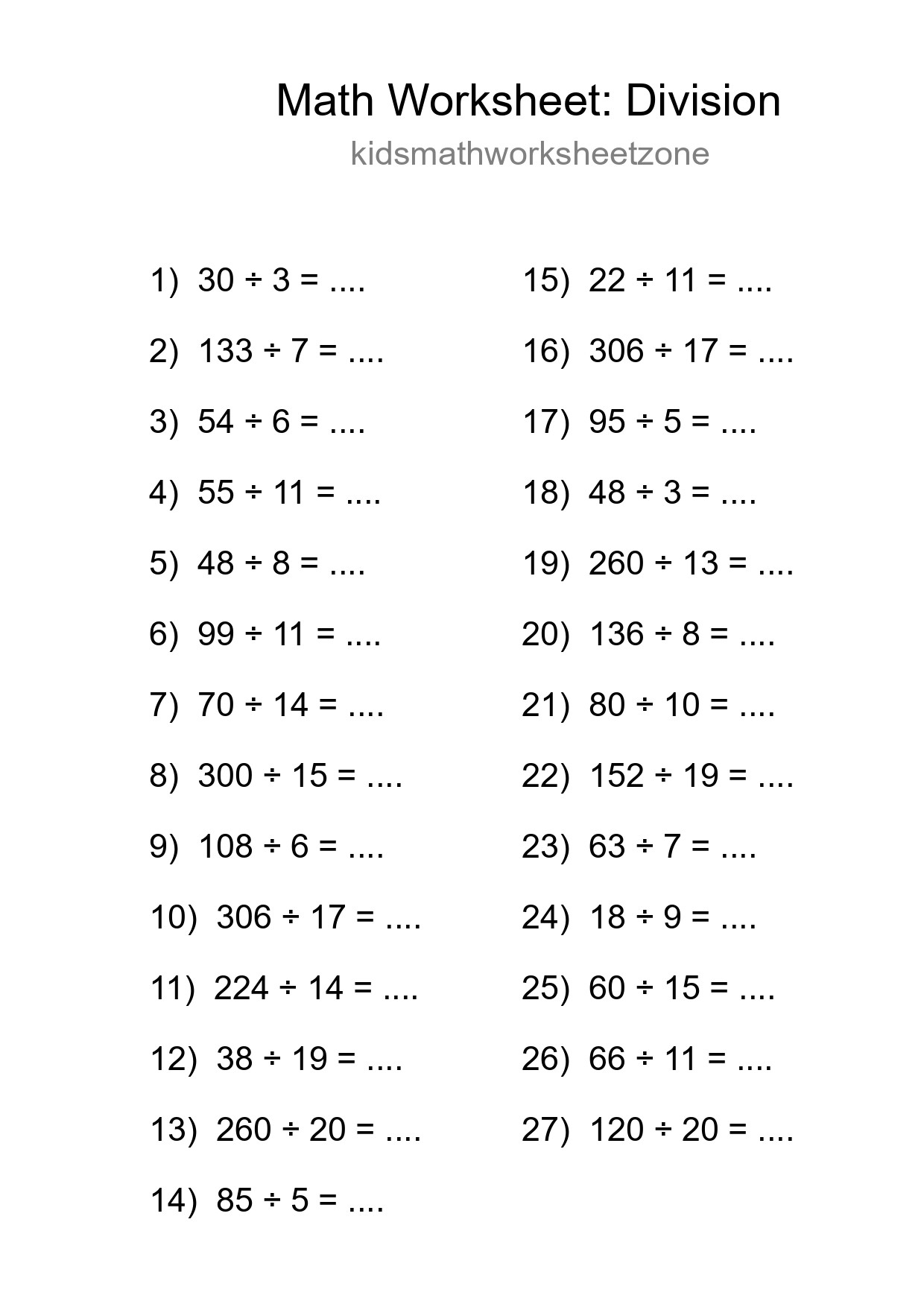 Free 27 Division Math Worksheet For Grade 2 With Answers - Part 235