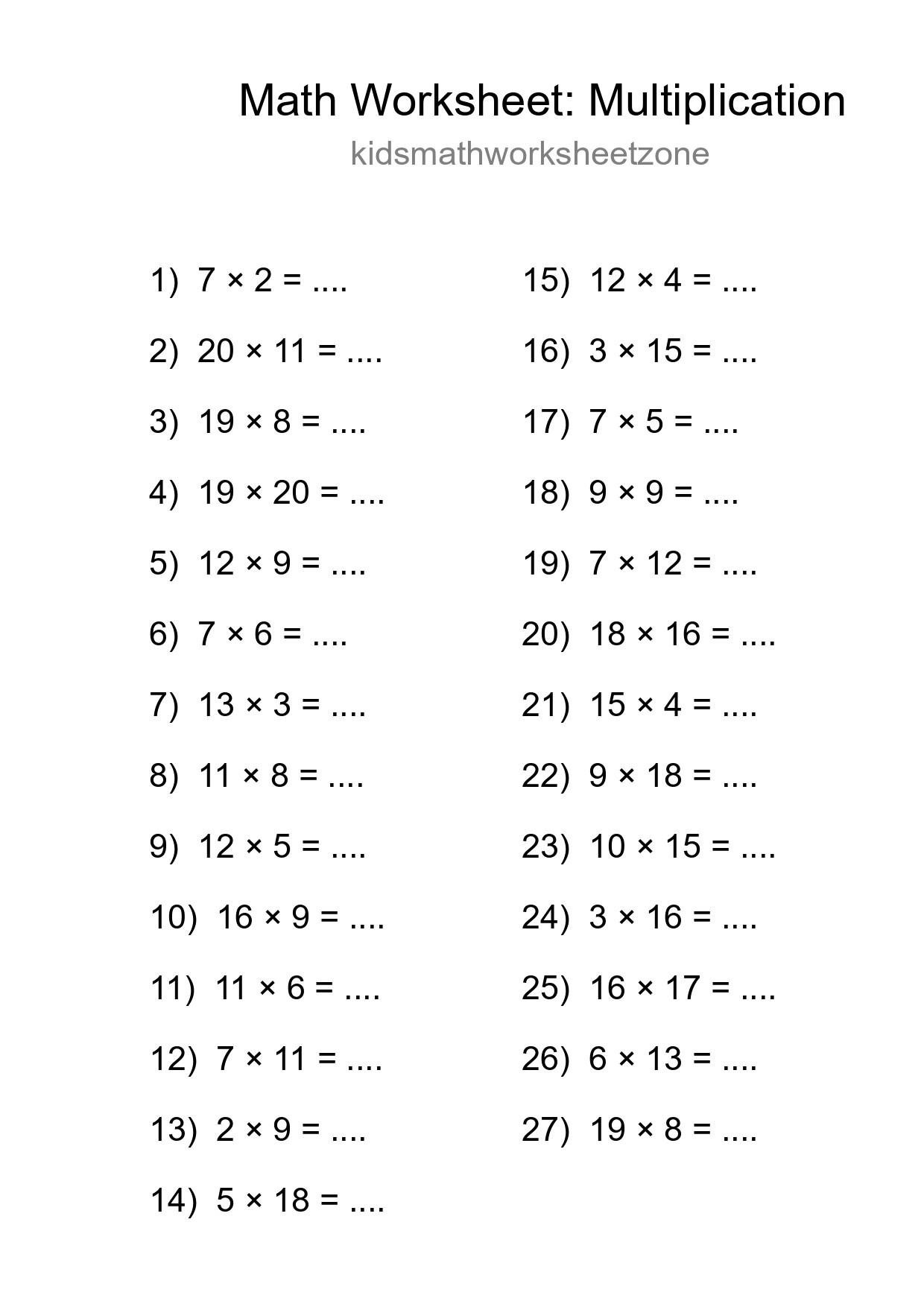 Free 27 Multiplication Math Worksheet For Grade 2 - Part 29