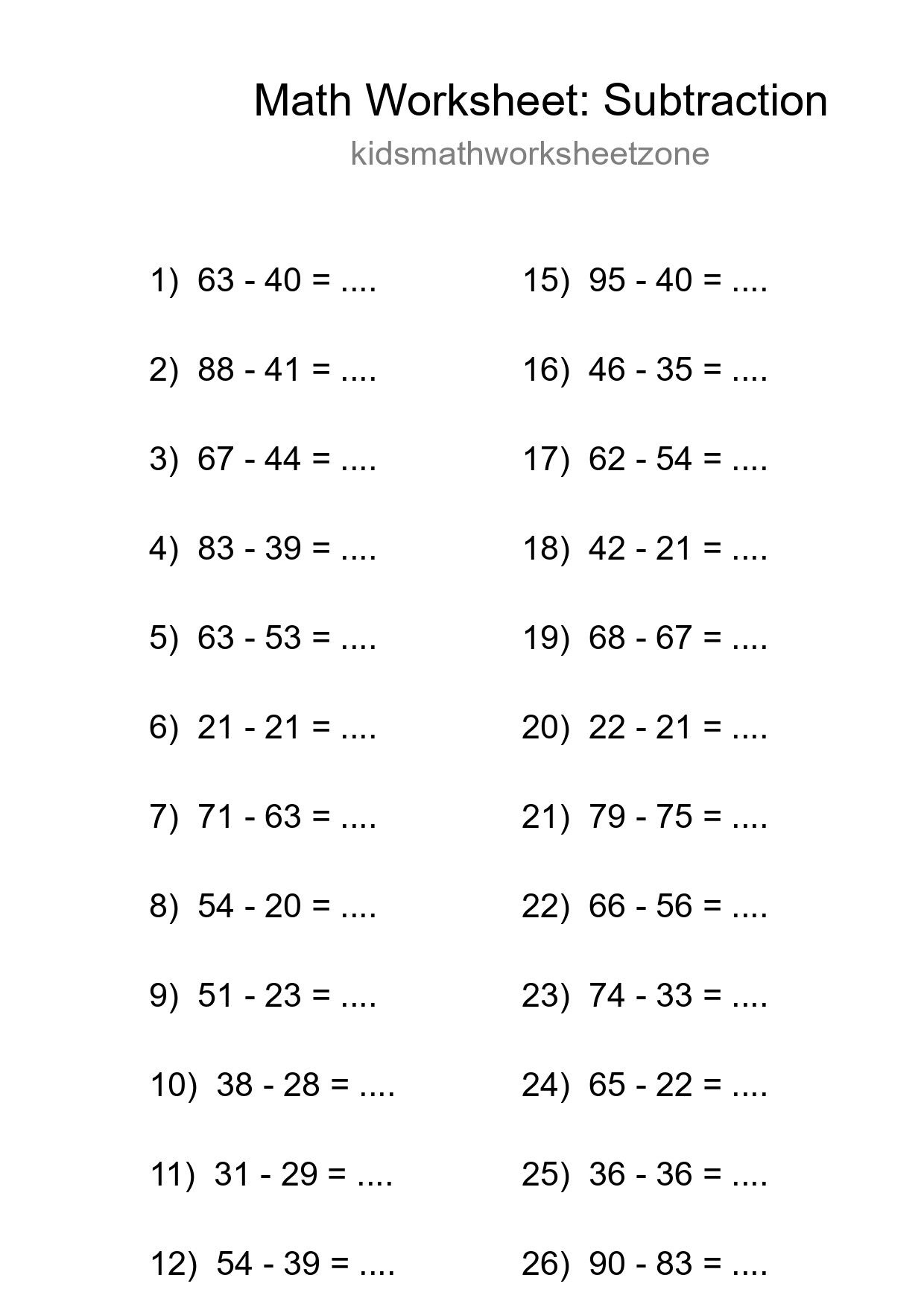 Free 27 Subtraction Math Worksheet For Grade 3 With Answers - Part 162