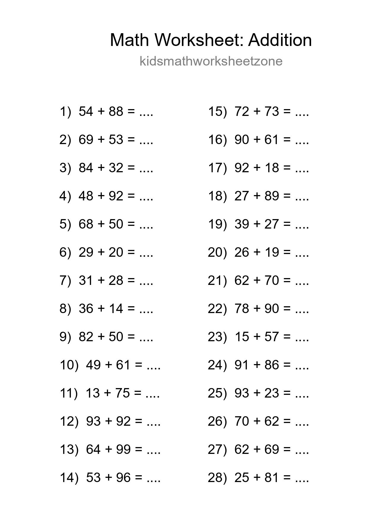 Free 28 Addition Math Worksheet For Grade 3 With Answers - Part 210