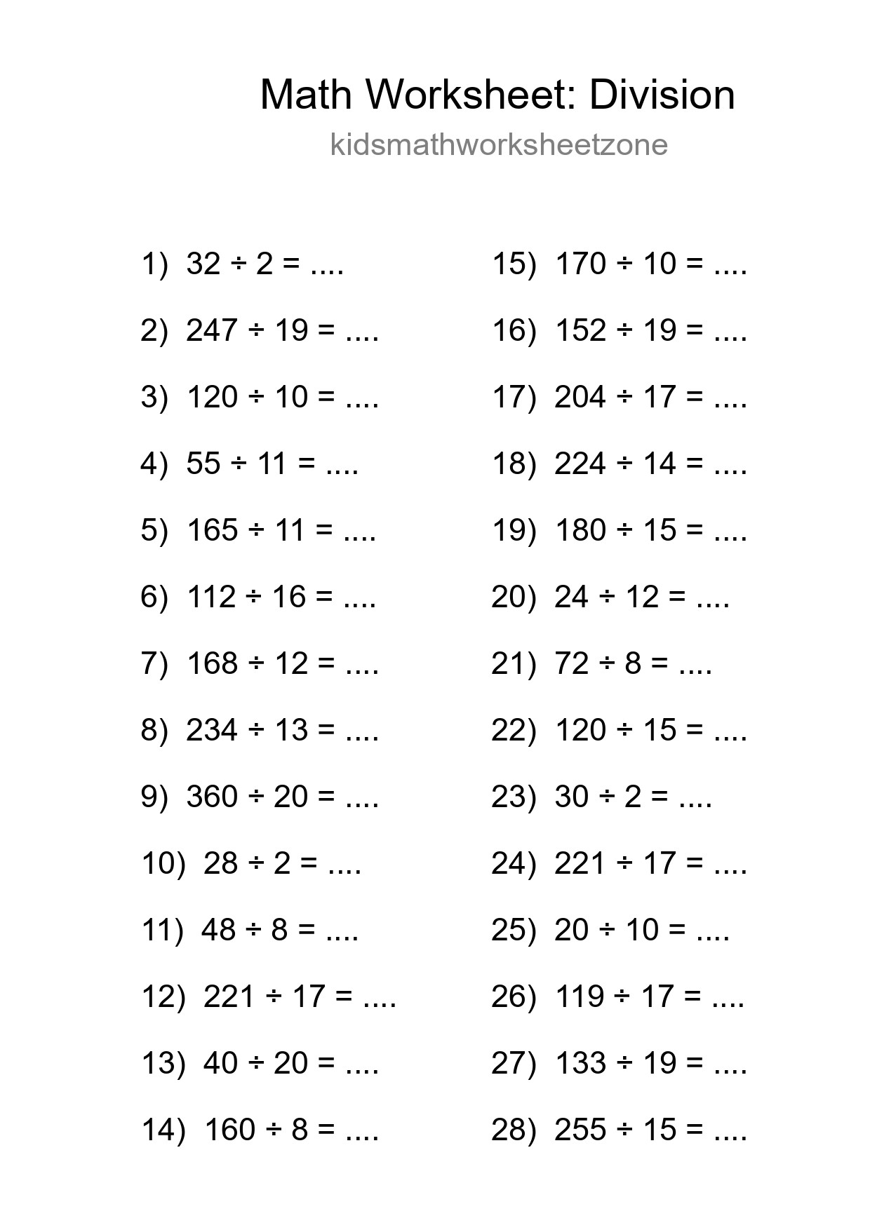 Free 28 Division Math Worksheet For Grade 2 With Answers - Part 4