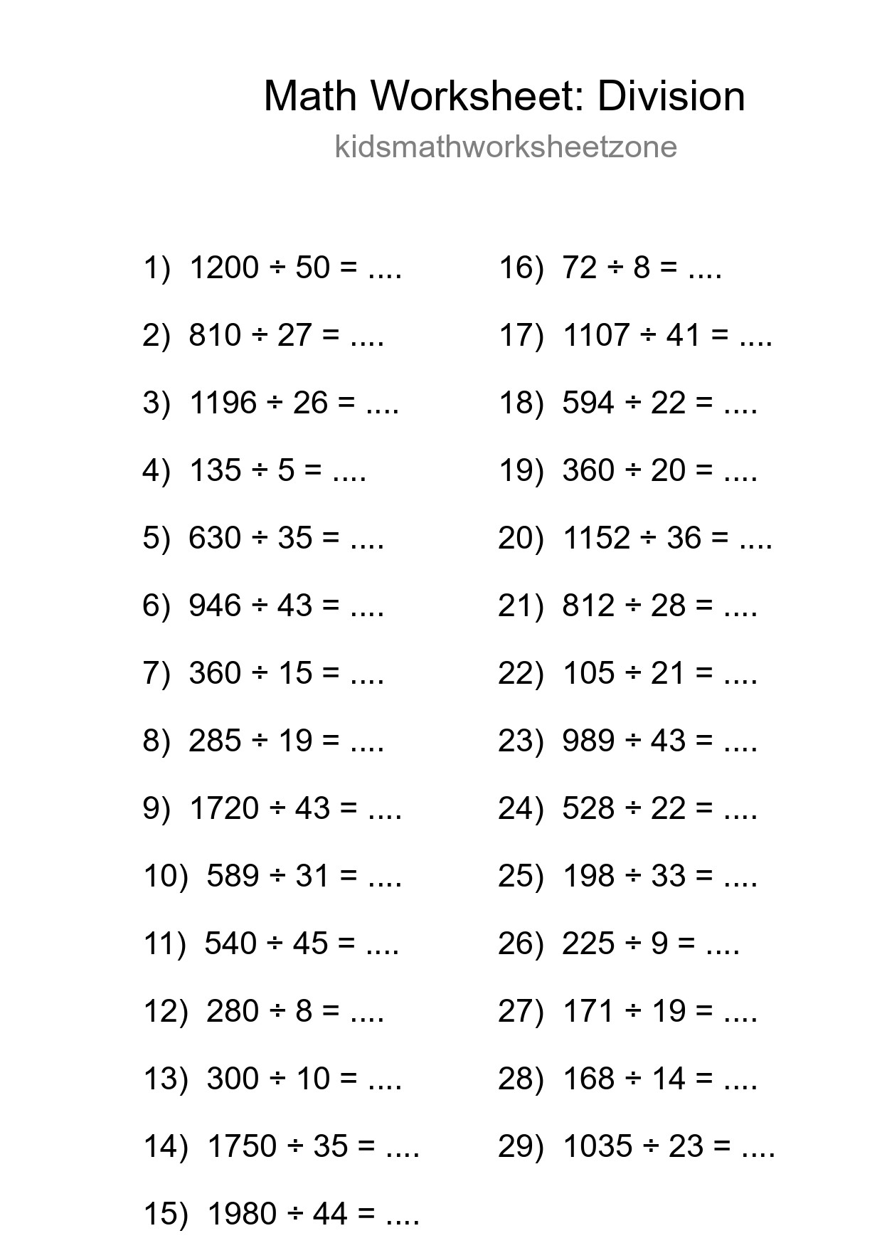 Free 29 Division Math Worksheet For Grade 2 - Part 279