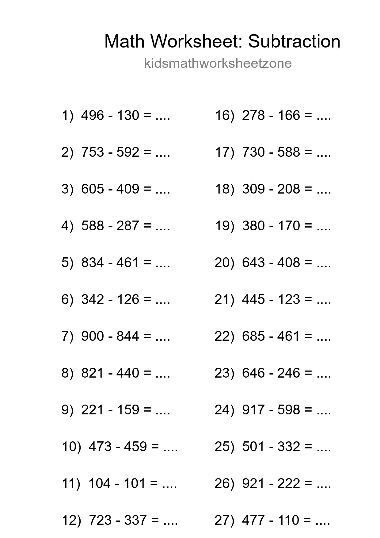Free 29 Subtraction Math Worksheet For Grade 5 - Part 30