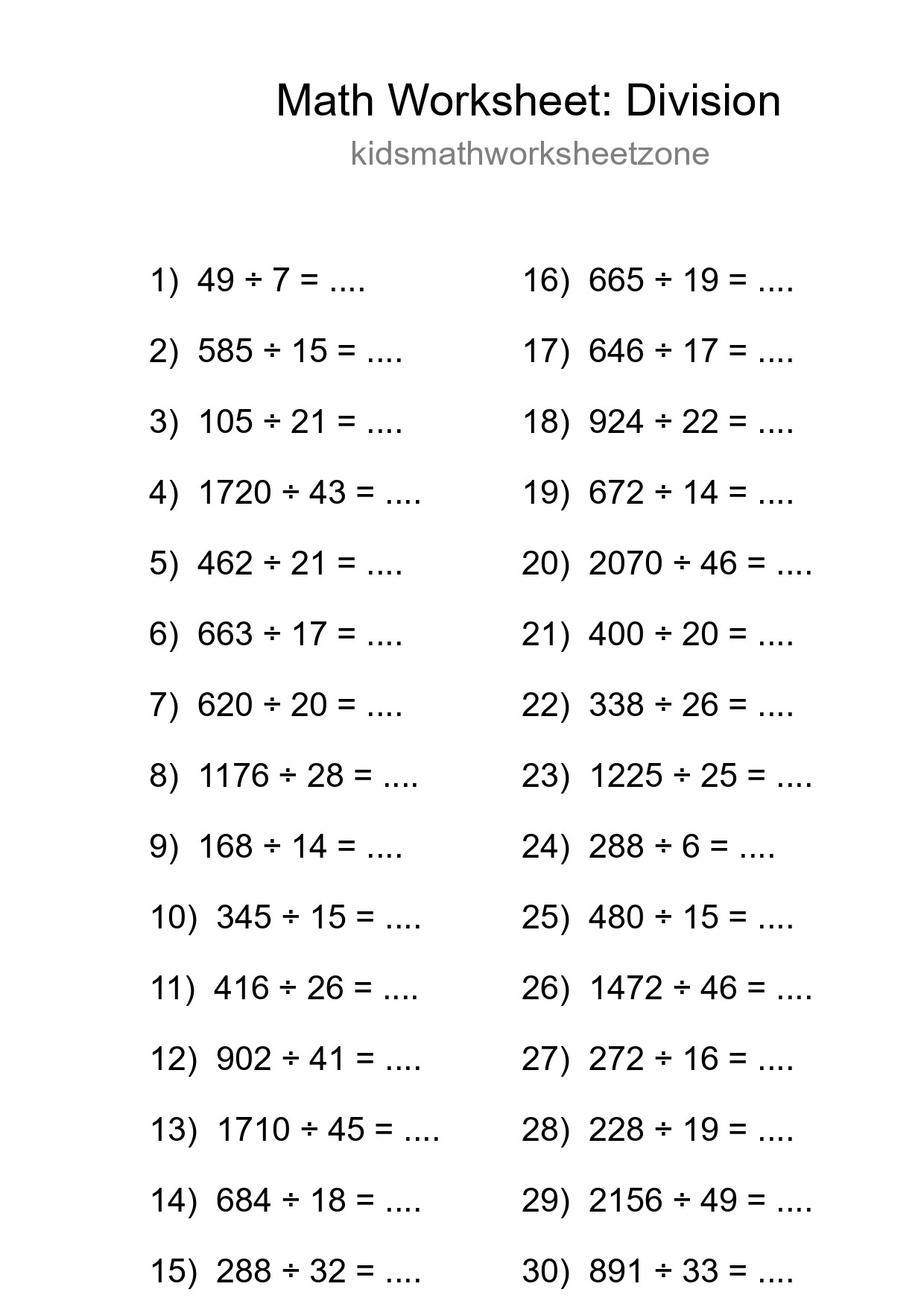 Free 30 Division Math Worksheet For Grade 2 - Part 180
