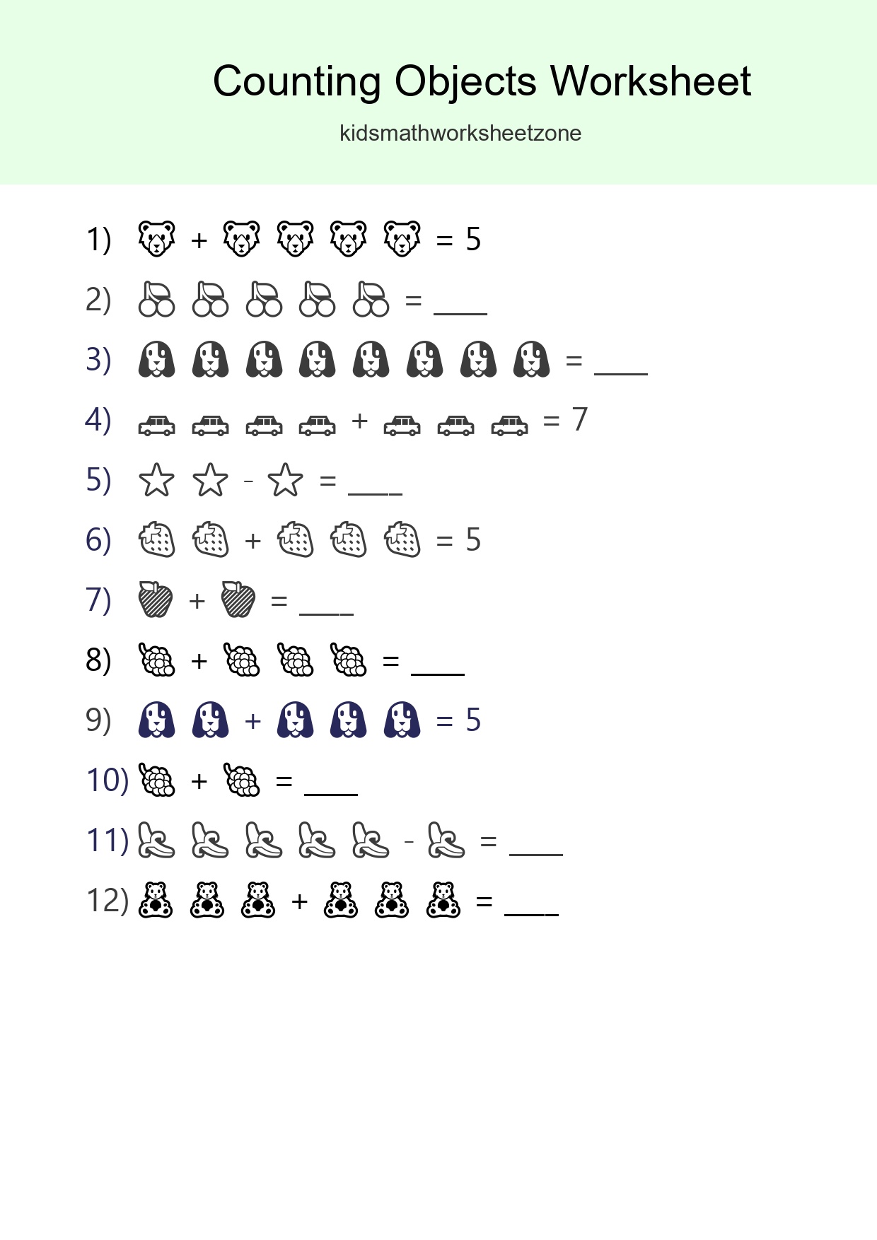 Free Counting Objects Worksheet For Kindergarten - Part 190