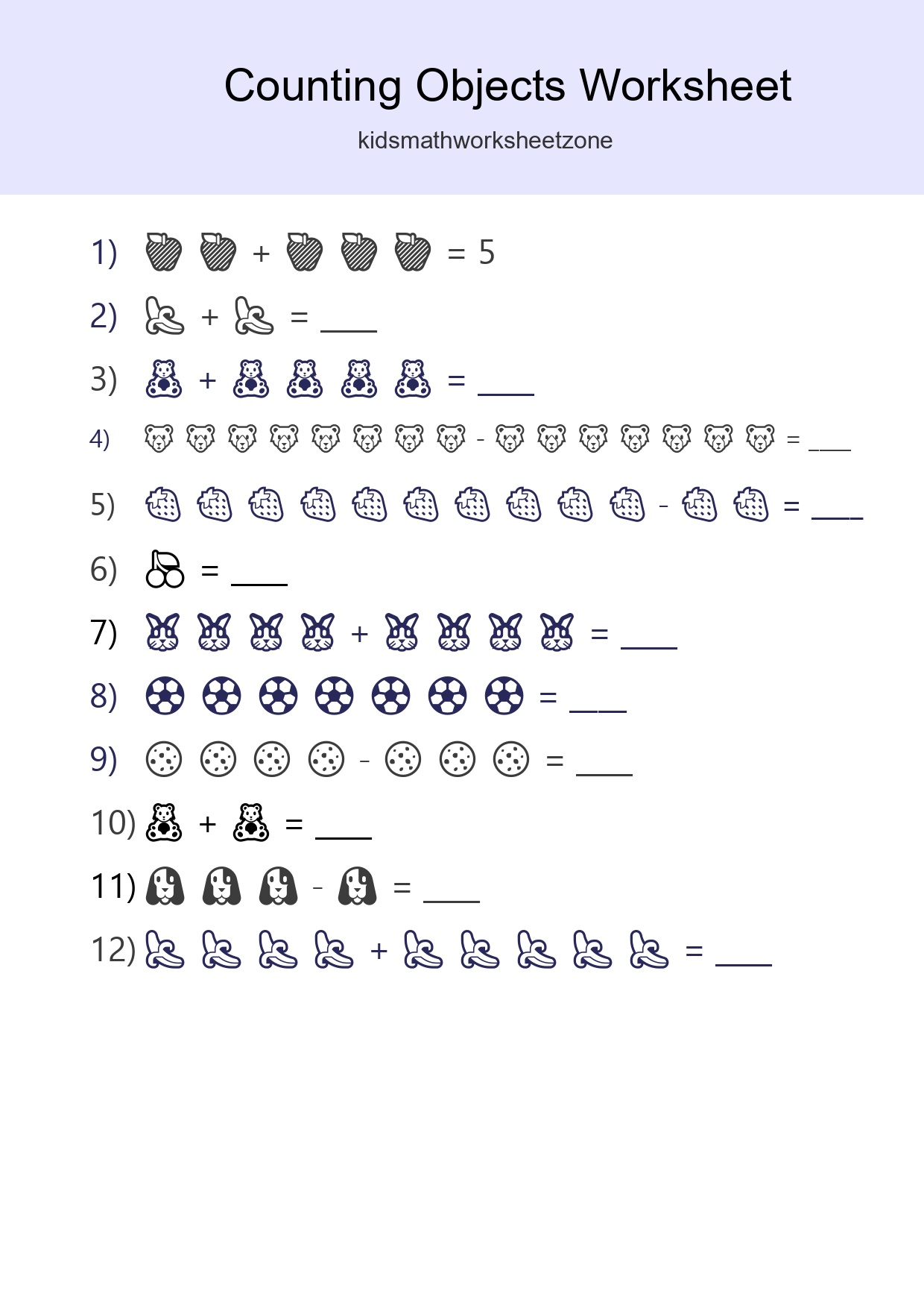 Free Counting Objects Worksheet For Kindergarten - Part 234