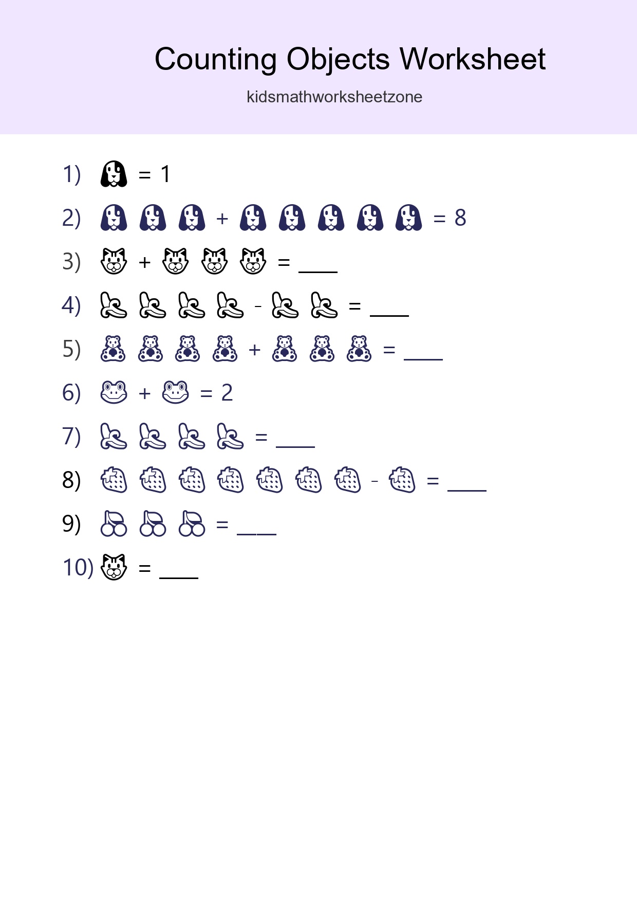 Free Counting Objects Worksheet For Kindergarten Printable - Part 267