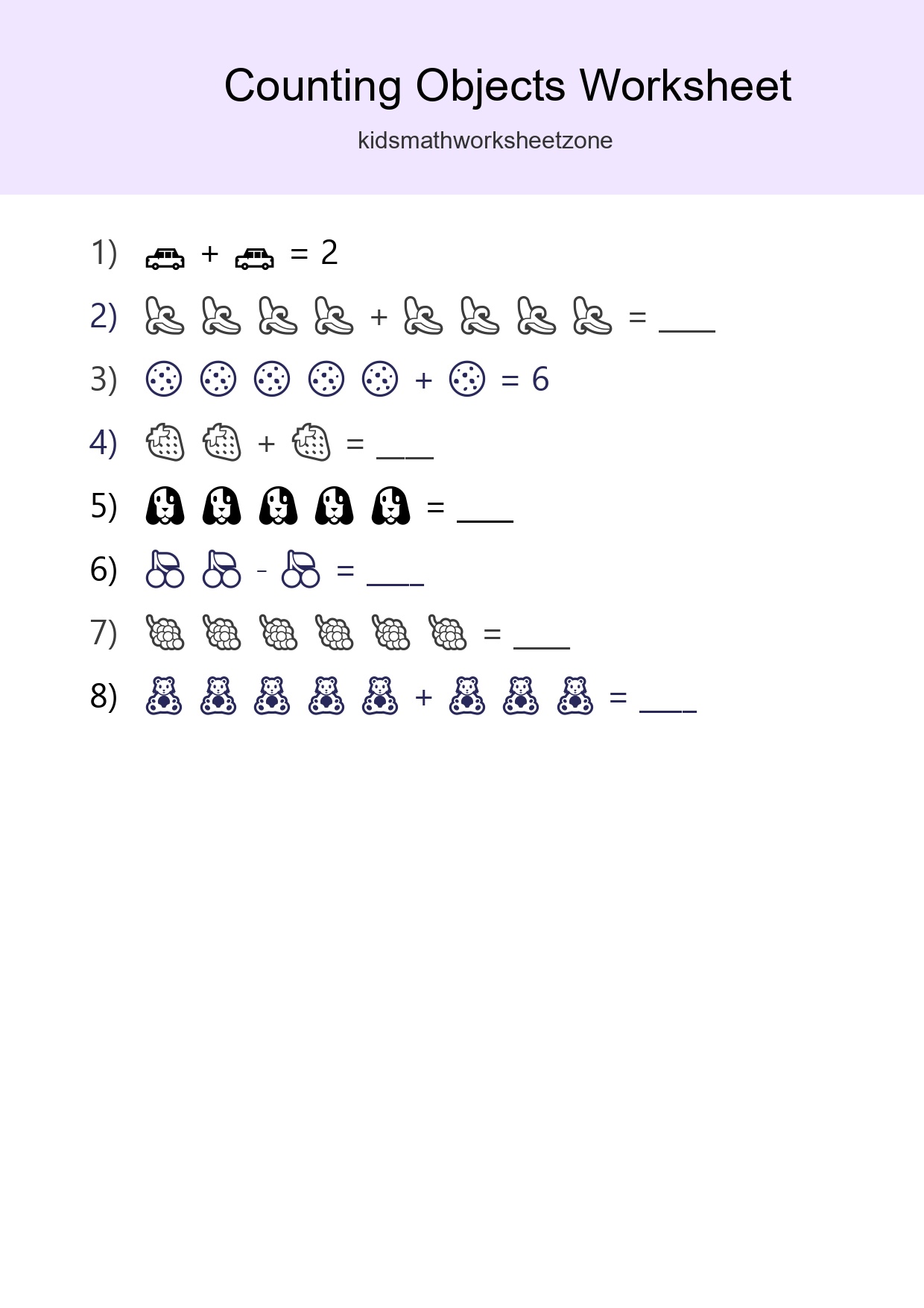 Free Counting Objects Worksheet For Kindergarten Printable - Part 3