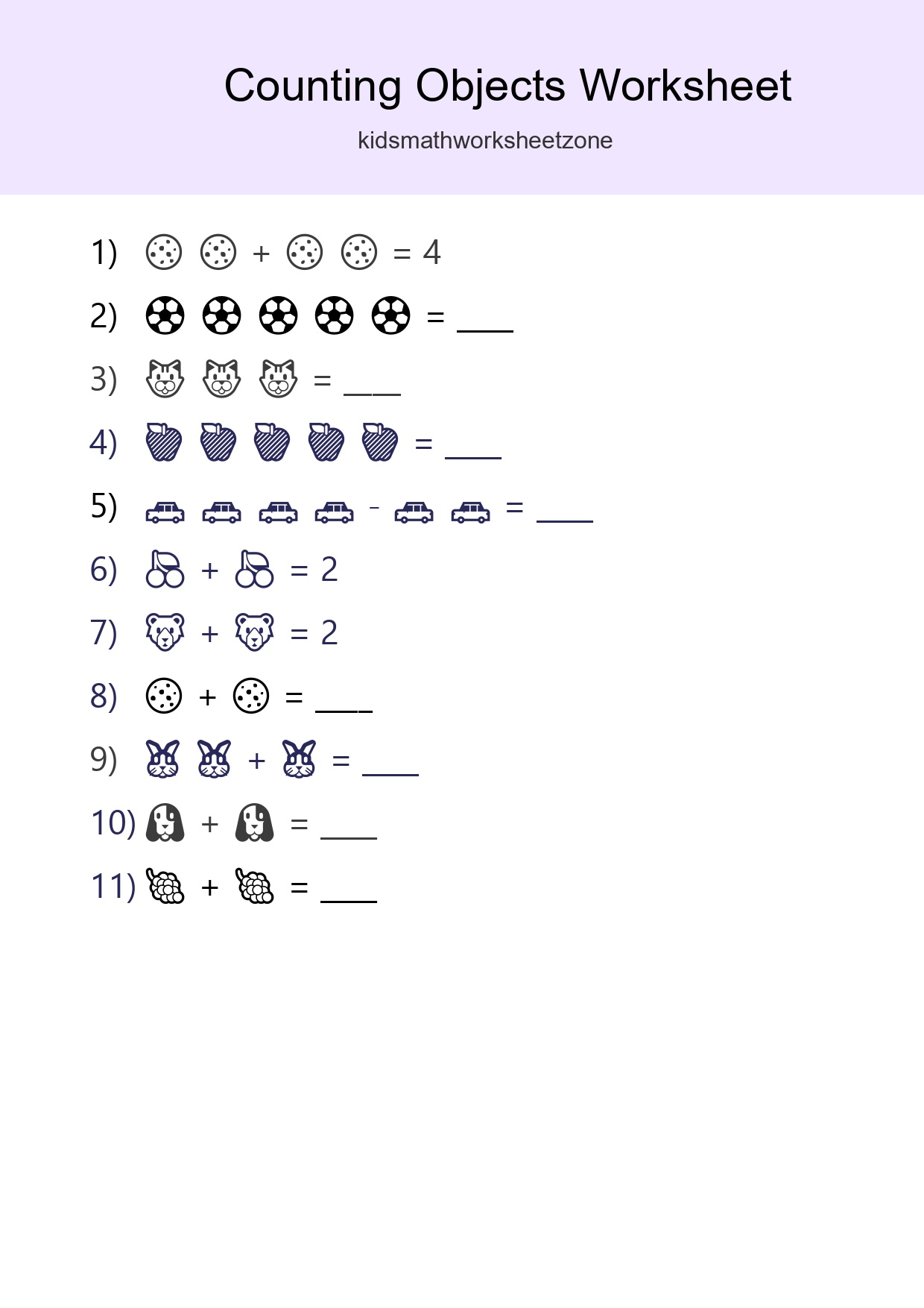 Free Counting Objects Worksheet For Pre-K - Part 146