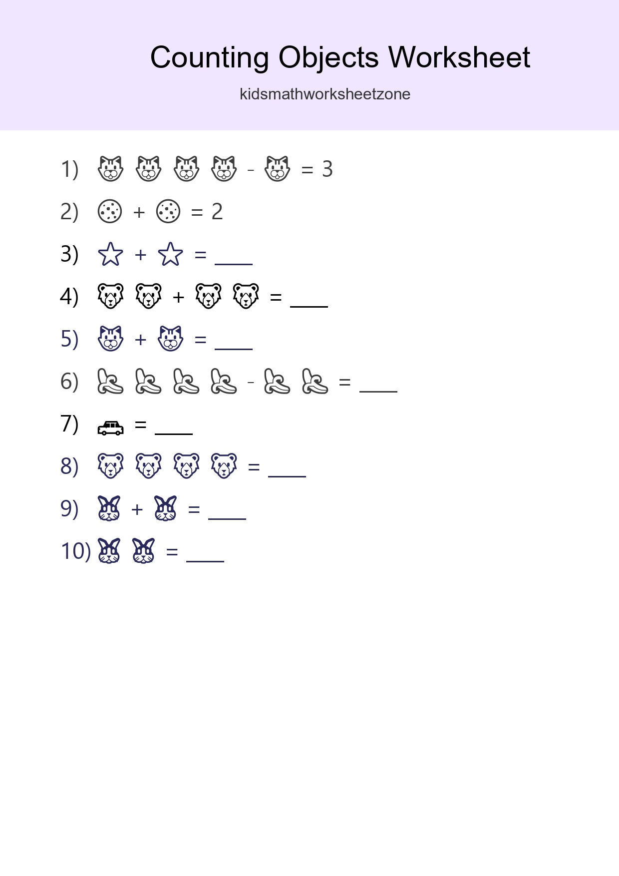 Free Counting Objects Worksheet For Pre-K Printable - Part 179