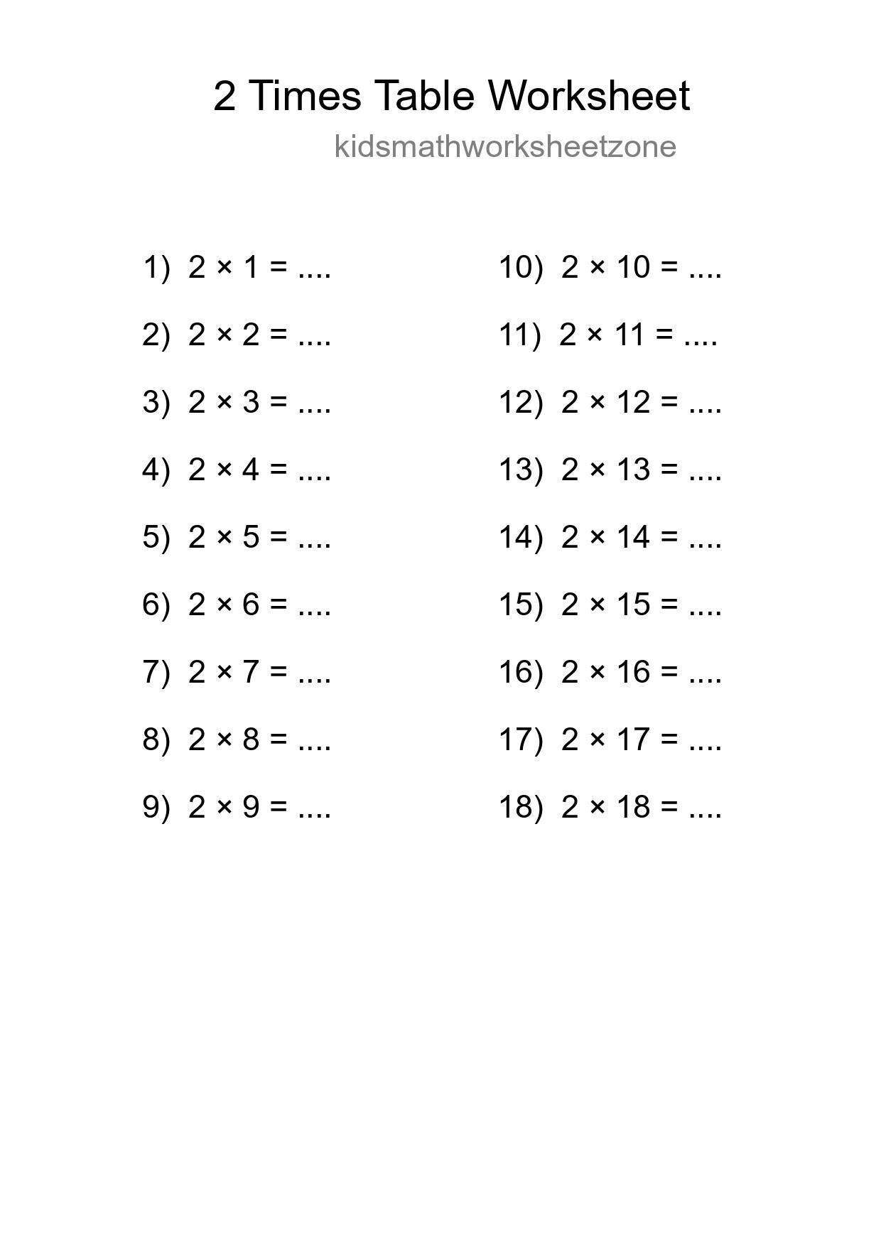 Grade 2 Multiplication Table 2 Practice - Part 295