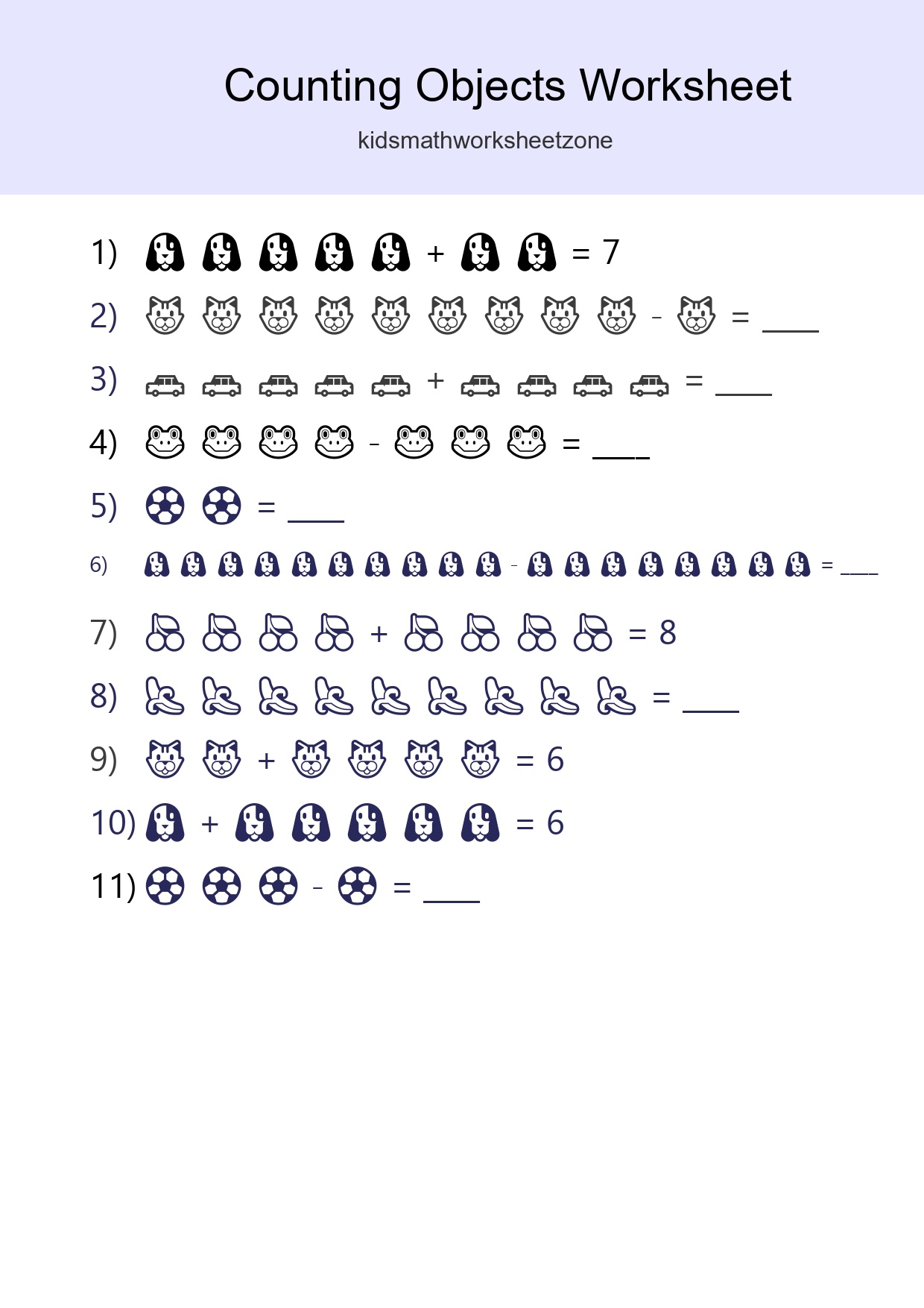 Kindergarten Count The Objects Worksheet - Part 223
