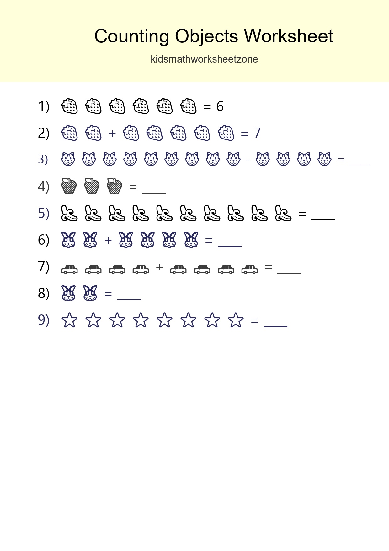 Learn Counting With Pictures Worksheet (Kindergarten) - Part 212