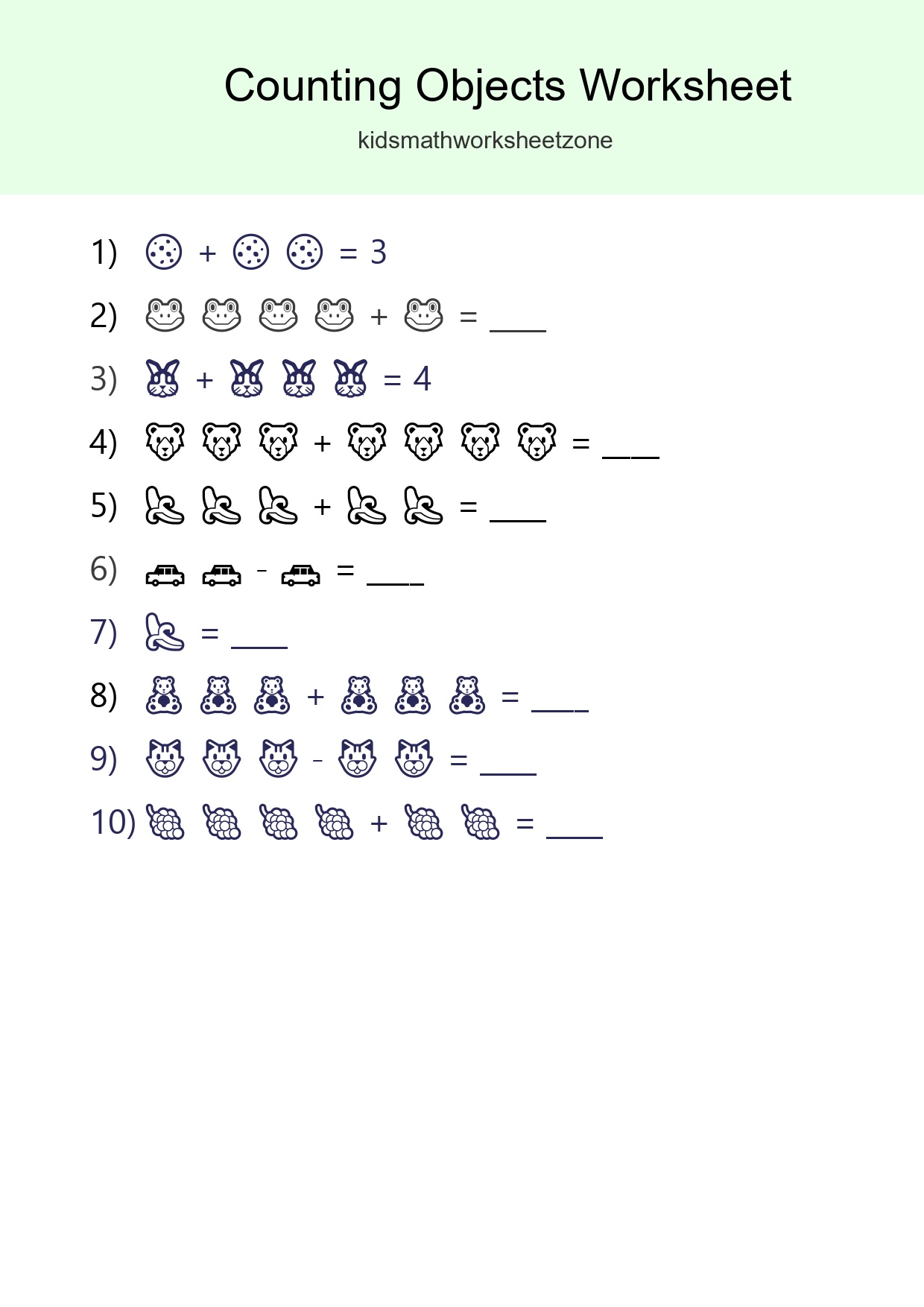 Learn Counting With Pictures Worksheet (Kindergarten) - Part 256