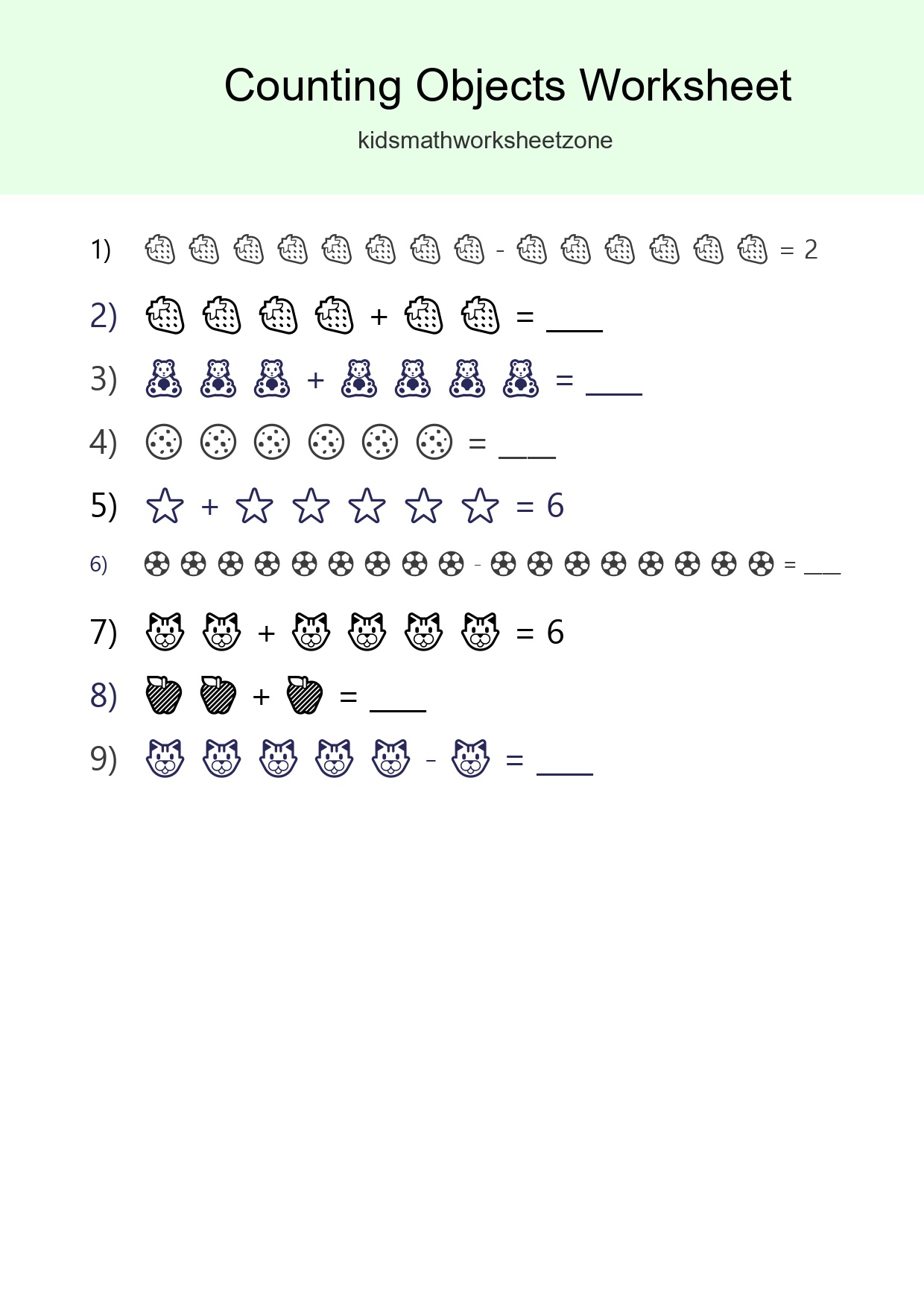 Learn Counting With Pictures Worksheet (Kindergarten) - Part 278