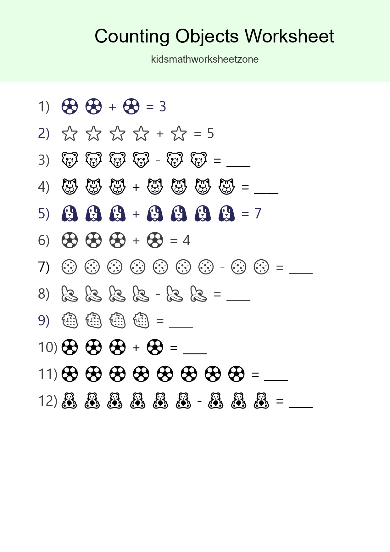 Learn Counting With Pictures Worksheet (Kindergarten) - Part 289